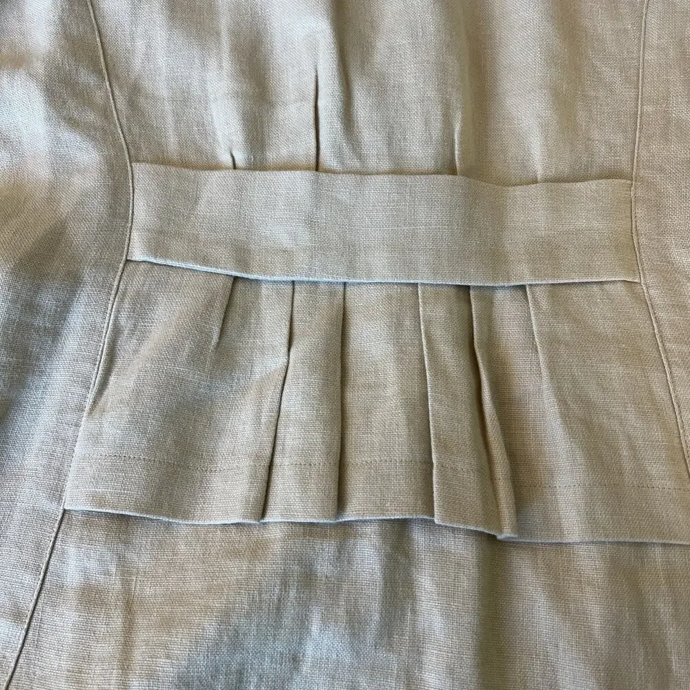 Cabi Tan 100% Linen One Button Academia blazer safari Jacket medium pleated #902 - Picture 10 of 11